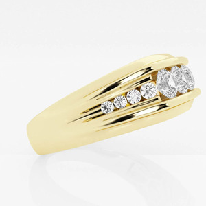 แหวนผู้ชายประดับเพชรสามเม็ดสีเหลืองทองที่เพาะเลี้ยงในห้องปฏิบัติการ - Product Image 3