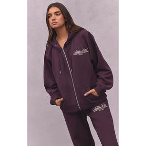 Sweats à capuche unisexes surdimensionnés pour femmes, coupe ajustée, avec fermeture éclair sur le devant, épaules tombantes, 100% coton molletonné, personnalisable - Product Image 1