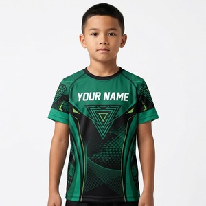 Maillot d'entraînement MMA personnalisé pour jeunes, manches courtes, imprimé par sublimation, bleu marine - Product Image 4