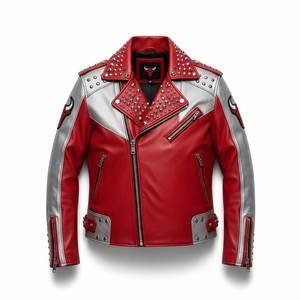 <b>Men</b> <b>Blue</b> Black Color Blocking PU Leather Windproof Breathable Moto Jacket Turn-down Collar Zipper Closure Slim Fit Winter - Product Image 3