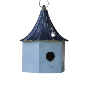Casa para Pájaros de Metal Rústica Hecha a Mano en Tamaños Pequeño y Grande, Estilo Moderno para Exteriores, Decoración para Hogar y Jardín, Diseño Sólido - Product Image 2
