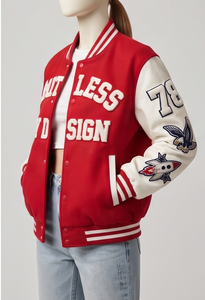Embroidery Leather Sleeves Letterman Varsity Jackets Men Wool Polyester Letterman Baseball Coat <b>Boys</b> Baseball Varsity Jacket Men - Product Image 5