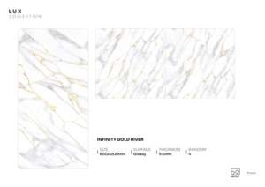 Carrelage en porcelaine brillant Aurelia Max 600x1200mm 60x120cm 24x48 pouces Grand format Surface décorative de luxe pour un style contemporain - Product Image 2