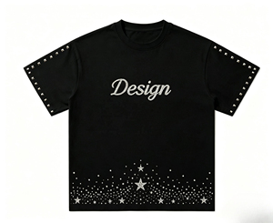 เสื้อยืดโอเวอร์ไซส์สีดำประดับเพชรเทียม สไตล์สตรีทแวร์ คุณภาพสูง ระบายอากาศได้ดี เหมาะสำหรับฤดูร้อน ผลิตจากผ้าคอตตอนเจอร์ซีย์เนื้อหนา 100% สำหรับผู้ชาย แฟชั่นทันสมัย - Product Image 1