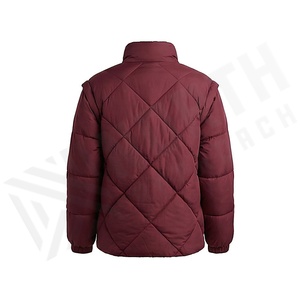 Hooded Quilted Waterproof <b>Bubble</b> Jacket Black Full Sleeve Winter Windproof Cotton Shell Knitted Fabric Polyester Filling Stand - Product Image 2