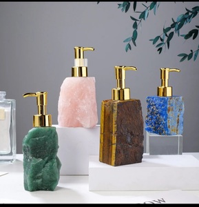 Wholesale Luxury Quality Natural Crystal Raw Stone Hand Sanitizer Pump Bottle <b>Rose</b> Quartz <b>Soap</b> Dispenser Crystals Healing Stones - Product Image 2