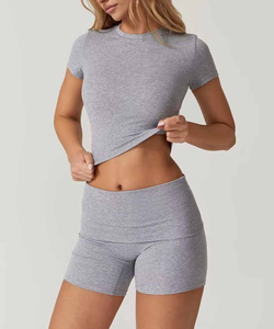 Women's Crop Top Short <b>Sets</b> Two Piece <b>Set</b> Women Summer Clothing Customized t shirt and Short <b>Sets</b> Women Two Piece - Product Image 4