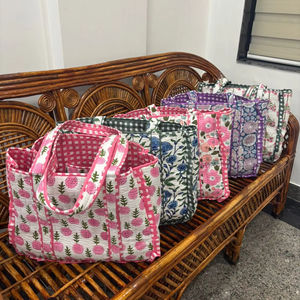 Bolso de mano de algodón multicolor para mujer, bolsa de compras, bolsos de hombro, bolso acolchado, bolsa de transporte, bolsos hechos a mano, 5 piezas - Product Image 1