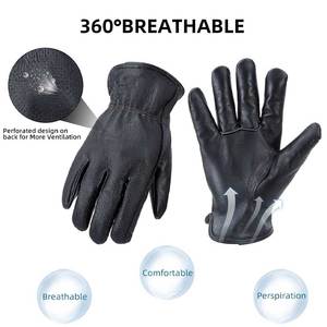Gants de travail unisexes en cuir véritable, résistants à l'abrasion, pour la construction, le jardinage, la mécanique - Product Image 2