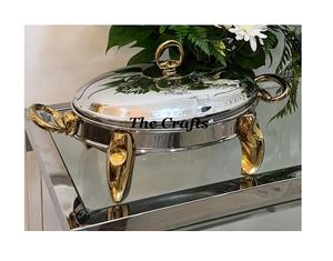 Bandejas de Buffet de Acero Inoxidable Dorado Pulido Estilo Clásico con Asas y Patas, Tamaño y Capacidad Personalizables, Alta Calidad, Venta al por Mayor - Product Image 6