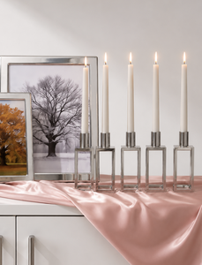 Modern Stainless Steel Square Taper <b>Candle</b> Holder Set Geometric Metal <b>Candle</b> <b>Stand</b> for Tabletop Home Decor - Product Image 6