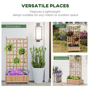 24\" X 12\" <b>Wooden</b> Raised Garden <b>Bed</b> with Trellis Outdoor Drainage Planter <b>Box</b> for Climbing Vine Plants & Flowers - Product Image 5
