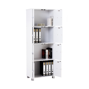 Modern Laminated Board <b>Storage</b> <b>Box</b> White Finish Four Tier Multi-Purpose <b>Lockable</b> Organizer Cabinet Separate Key Locks Unit - Product Image 3
