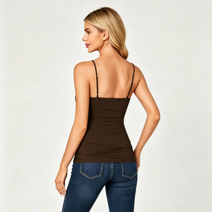 Women's Pink Lace Trim <b>Spaghetti</b> <b>Strap</b> <b>Tank</b> <b>Top</b> Casual V-Neck Knitted Solid Color Breathable Camisole - Product Image 6