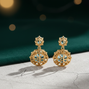 ต่างหูทรงหยดน้ำบลูโทแพซไฮโดรและเพชร CZ เงินแท้ 925 ชุบทอง 18K เหมาะสำหรับงานเลี้ยงค็อกเทล งานแต่งงาน ของขวัญสำหรับเธอ - Product Image 2