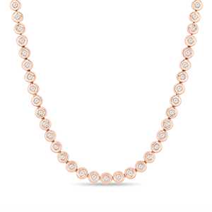 14K Gold Round Cut Lab Grown Diamond Tennis Necklace Puffy Bezel Set 16 Inches Bubble Frame Statement <b>Choker</b> For Women Wholesale - Product Image 5