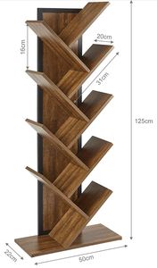 Multi Tier Tree Design Bookcase Wooden Storage <b>Shelf</b> with Drawer for Home Decoration - Product Image 6