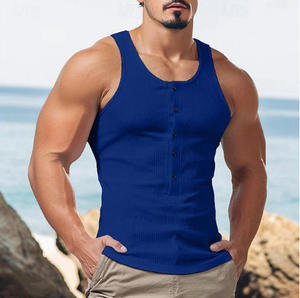 Camiseta sin Mangas para Hombre, Estilo Americano de Alta Gama, Moderna y Fresca, con Botones, Verano 2025 - Product Image 4