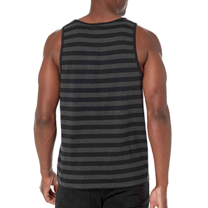 OEM ODM Logo personnalisé Meilleur design Débardeur sans manches rayé pour homme Col rond Tricoté Style décontracté Motif rayé gris et blanc - Product Image 6