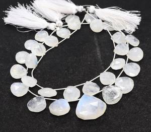 Cuentas facetadas de piedra lunar arcoíris blanca natural AAA en forma de corazón de 14 a 15 mm, cuentas de piedras preciosas arcoíris, hilo de 10 pulgadas por mayorista - Product Image 4