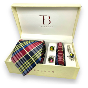 Corbata Premium a Cuadros Azul y Rojo |   Corbata de Poliéster a Cuadros Multicolor de Diseño para Hombre, Formal, para Negocios, Bodas, Fiestas, Moda - Product Image 3
