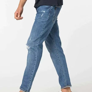 Pantalones Vaqueros de Mezclilla para Hombre, Corte Recto, Cintura Alta, Desgastados, Cintura Elástica, 100% Algodón, Estilo Casual - Product Image 2