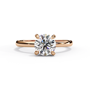 Bague de fiançailles solitaire en or 14 carats avec diamant de laboratoire taille ronde et halo caché - Product Image 1