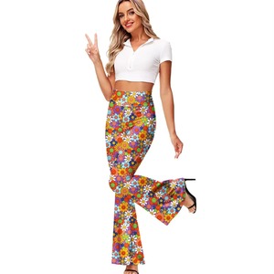 Pantalon de détente ample taille mi-haute pour femme, coupe large, avec fermeture boutonnée, taille élastique, en toile respirante et écologique, idéal pour le bureau - Product Image 4