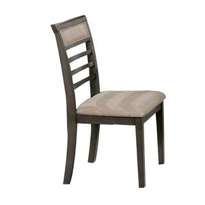 Juego de Mesa de Comedor de Madera Maciza Gris Envejecida de 5 Piezas con Sillas con Respaldo de Listones y Cojines de Tela Acolchada Beige - Product Image 4