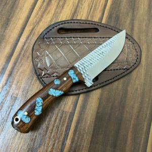 Cuchillo de Camping de Grado Industrial con Mango de Resina Epoxi Estabilizada con Aceite de Oliva y Hoja de Acero de Damasco, OEM Disponible - AR KNIVES - Product Image 6