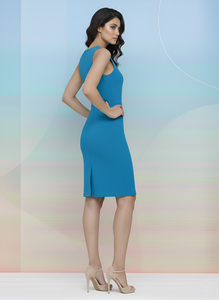 Robe Western en coton bleue sans manches à col en V, coupe ajustée, décontractée, mode estivale, tenue quotidienne pour femmes - Product Image 4