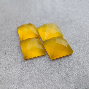 Calcedoine jaune naturelle authentique, taille carrée à motifs, dos plat, calibrée, provenant du Rajasthan, pour la fabrication de bijoux - Product Image 6