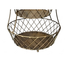 Panier à fruits en métal noir à deux niveaux pour le rangement de cuisine, style unique, paniers de présentation - Product Image 4