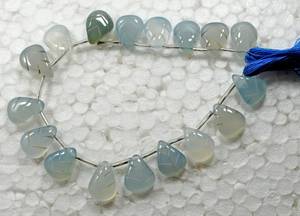 ลูกปัดหินแคลเซโดนีสีน้ำทะเลธรรมชาติรูปทรงลูกแพร์สำหรับทำเครื่องประดับแฮนด์เมดขายส่ง - Product Image 2