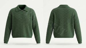 Pull en maille tendance et élégant à col polo, confortable pour homme, vente en gros, chemises polo en coton et polyester - Product Image 2