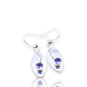 Amethyst And Moonstone Round Cut 925 Sterling Silver Gemstone Handmade Designer Customized Hook Drop <b>Earrings</b> <b>Fine</b> Jewelry Wear - Product Image 1