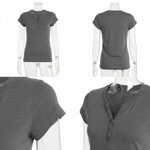 Camiseta de Verano 2026 con Cuello en V para Mujer, de Alta Calidad, Secado Rápido, Transpirable, Moderna, de Manga Corta, a Bajo Precio - Product Image 6