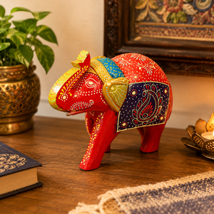 Handcrafted Painted Wooden <b>Elephant</b> Figurine | Traditional Hand-Painted Decorative <b>Elephant</b> Showpiece for Home <b>Decor</b> - Product Image 6