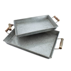 Bandeja Rectangular de Acero Inoxidable de Primera Calidad con Asas de Madera Natural, Plato de Metal para Servir Alimentos para el Hogar, Hoteles y Restaurantes - Product Image 2