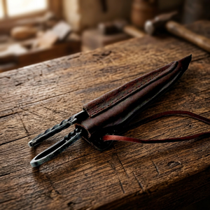 Couteau à lame fixe médiéval forgé à la main en acier au carbone, couteau de chasse et de camping pour la survie en forêt, avec étui en cuir, logo personnalisé OEM - Product Image 5
