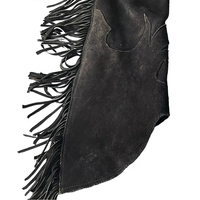 Chaps western en cuir de vachette véritable de qualité supérieure, avec boucle d'entraînement, coupe slim classique, en daim.