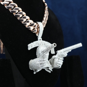 Colgante de Calavera de Doble Pistola Semidimensional de Plata de Ley S925 para Hombre y Mujer, con Moissanita VVS, Estilo Hip Hop para Raperos - Product Image 5