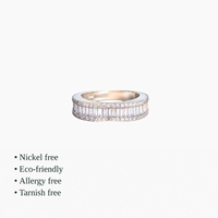 Klassischer Jaura Schmuck 925 Silber Eternity Band Herzring Fassung mit Brillantschliff Kubischem Zirkonia Geometrisches Design Unisex