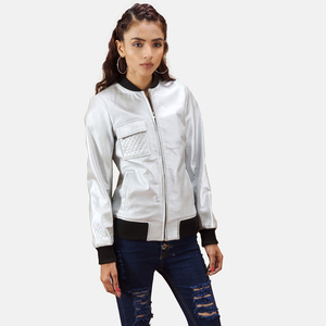 High Quality PU Leather Women's Winter Motorcycle Jacket Breathable <b>Zipper</b> Closure Custom Women's Double-Breasted - Product Image 4
