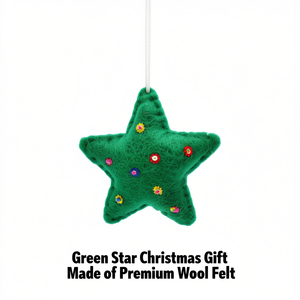 Cadeau de Noël Green Star en feutre de laine de qualité supérieure - Product Image 2