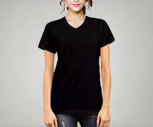 Camiseta de Algodón con Cuello en V, Transpirable, Informal, Esencial para el Verano, Uso Diario, Manga Corta - Product Image 6