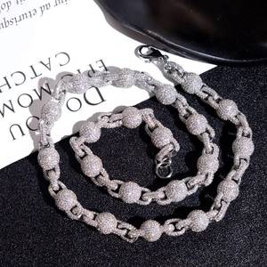 Luxury Silver Plated Moissanite Ball Link Chain <b>Statement</b> <b>Necklace</b> Unisex Everyday Wear Cuban Chain for Unisex - Product Image 2