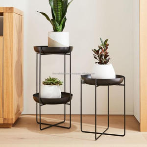 Juego de macetas de Metal y soporte para plantas, accesorios de decoración del hogar, soporte de maceta mate negro, exhibición de suelo, artesanías a la venta - Product Image 1