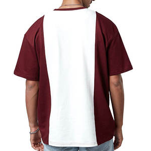 เสื้อยืดสีแดงเลือดหมู คอโอ แขนสั้น ทรงหลวม สไตล์สตรีทแวร์  แบบแผงแนวตั้งสีขาว  รับสกรีนแบรนด์  ทรงโอเวอร์ไซส์  เสื้อยืดคลาสสิค - Product Image 2