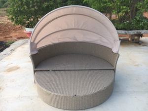 Most Worth Buying round Outdoor Garden Bed Steel Rattan with Mattress Excellent Sun <b>Lounger</b> - Product Image 6